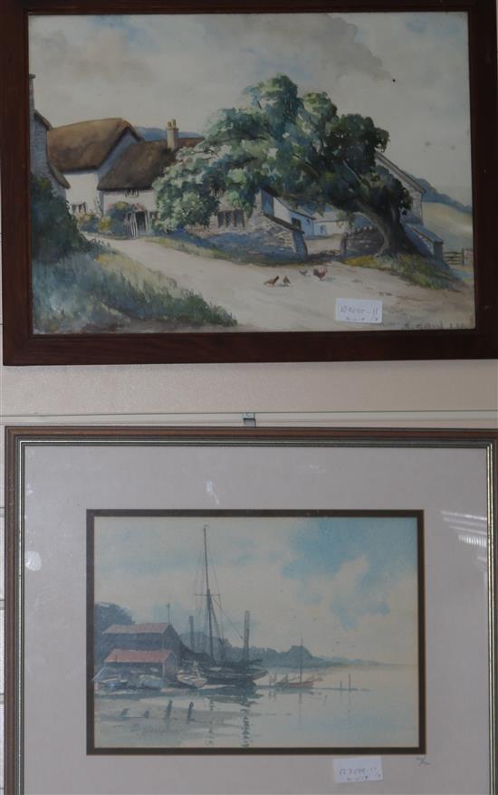 S. Gallard, a pair watercolours  and a Huggins watercolour